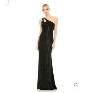 IEENA for Mac Duggal Sequined Strappy One Shoulder Column Gown - Size 2